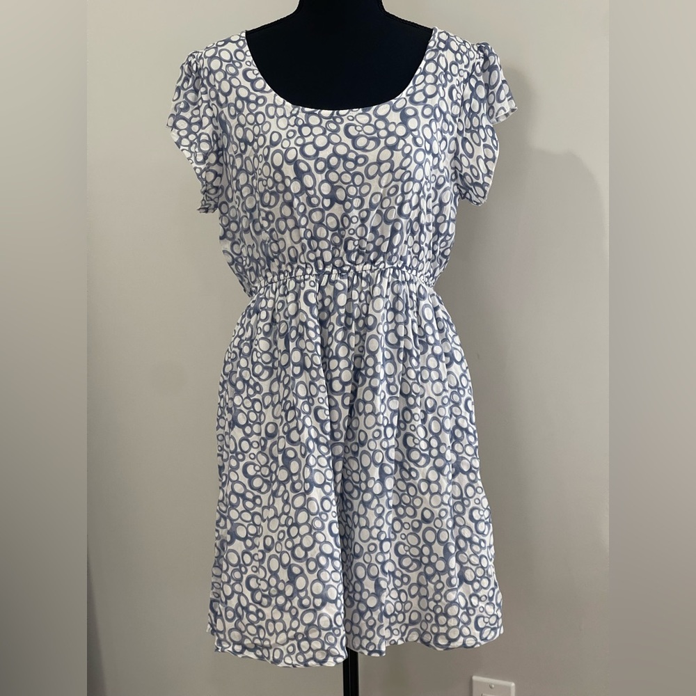 Funky People L (Youth) Blue and White‎ Patterned Dress 484